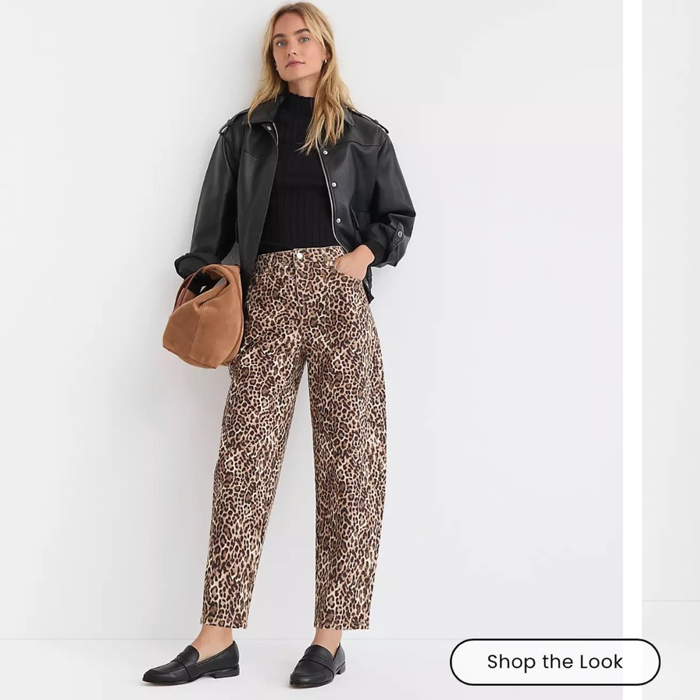 NWT Loft High Rise Barrel Jeans in Leopard Size 29/8